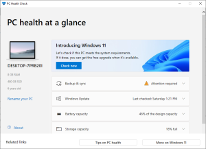 تطبيق PC Health Check