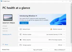 تطبيق PC Health Check