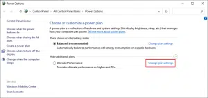 اختر Change Plan Settings
