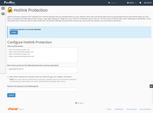 إعدادات Hotlink Protection