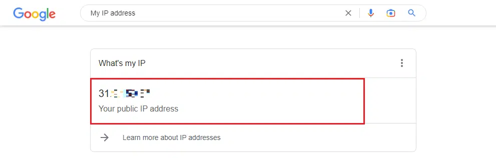 معرفة عنوان IP العام الخاص بجهازك