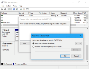 اختيار حرف لإعطائه للفلاشة