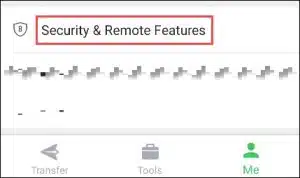 في تطبيق AirDroid انتقل لنافذة Me واختر Security & Remote Features