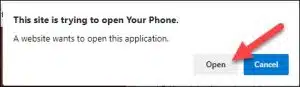 فتح تطبيق Your Phone من خلال المتصفح