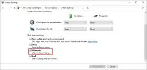 اختر Hibernate: Show in Power menu ولا تنسى أن تحفظ التغييرات في النهاية