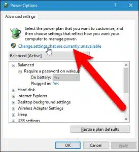 قد تحتاج هنا للنقر على خيار Change settings that are currently unavailable