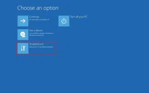 اختيار Troubleshoot