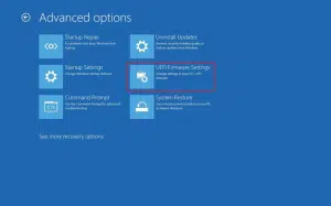 اختيار UEFI Firmware settings
