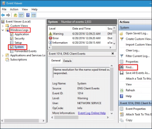 الأحداث الجديدة في Event Viewer