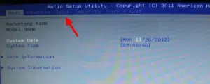 البحث عن خيار Boot