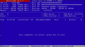 تقرير برنامج فحص الرامات MemTest86 بالمشاكل التي عثر عليها