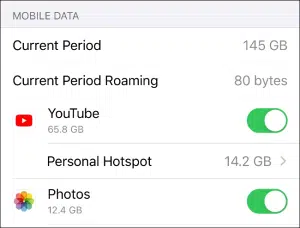 استهلاك التطبيقات من بيانات الهاتف