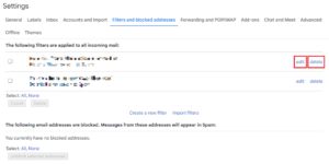 تعديل الفلتر أو حذفه