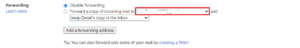 ستجد الإيميل الجديد إلى جانب Forwarding