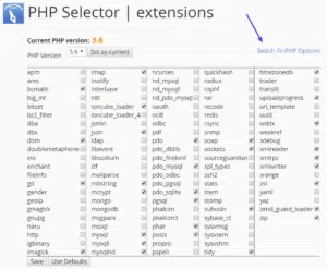 اختيار Switch to PHP Options