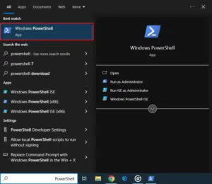 البحث عن PowerShell