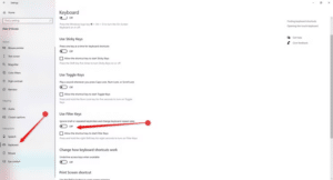 إلغاء ميزة Filter Keys