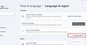 تعديل لغة الإدخال في ويندوز 11