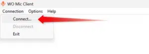 من قائمة Connection اختر Connect