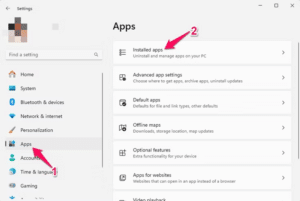 اختر Apps ثم اختر Installed apps