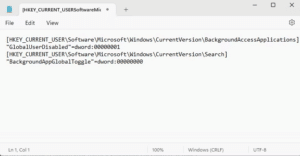 ملف مفكرة يحتوي على الكود المستخدم لإيقاف برامج الخلفية