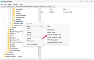 اختر New ثم DWORD (32-bit) Value