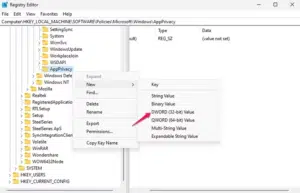 اختر New ثم DWORD (32-bit) Value