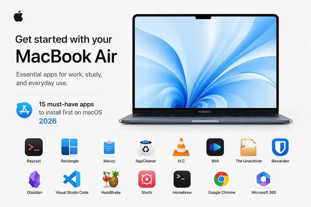 اشتريت MacBook Air جديدًا؟ أفضل البرامج التي يجب تثبيتها أولًا في 2026