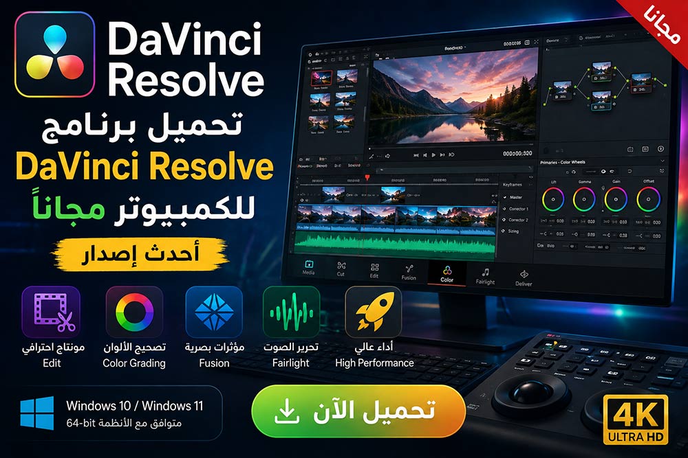 تحميل برنامج DaVinci Resolve للكمبيوتر مجانًا – أحدث إصدار