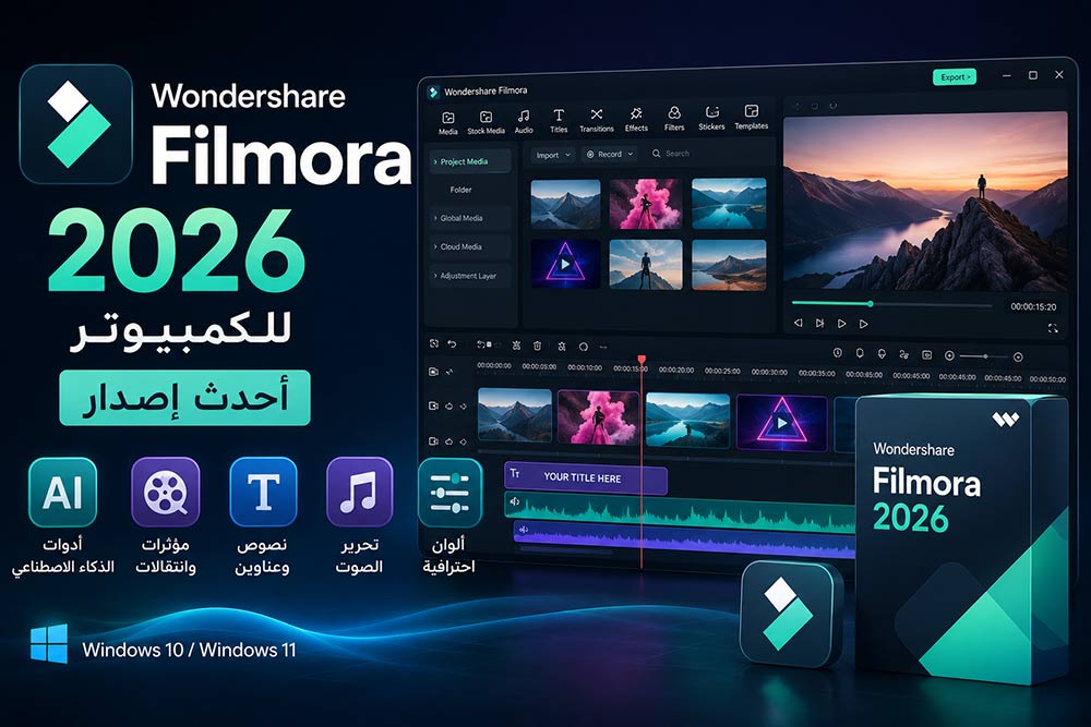تحميل برنامج Wondershare Filmora 2026 للكمبيوتر – أحدث إصدار