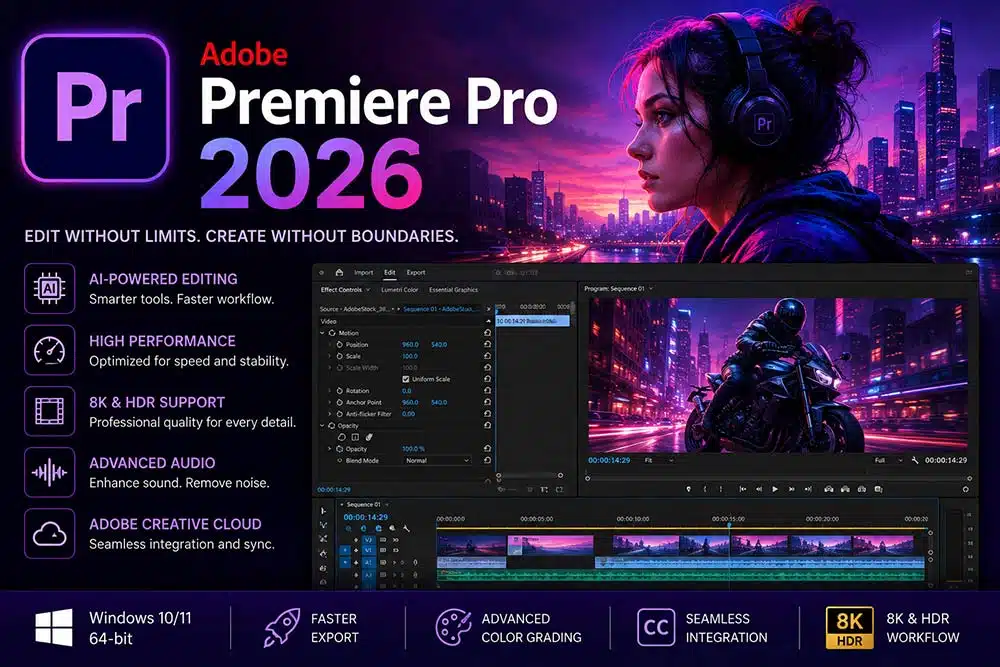 تحميل Adobe Premiere Pro 2026 النسخة الأصلية من Adobe أحدث إصدار