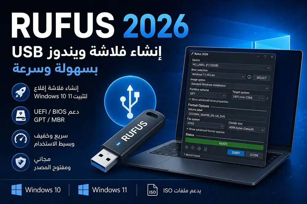 تحميل برنامج Rufus 2026 لإنشاء فلاشة ويندوز USB – أحدث إصدار
